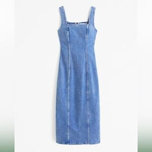 Abercrombie Denim Column midi dress in medium wash - Blue Denim Sleeveless Dress